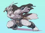  canine horkeukamui male mammal melee_weapon solo sword tokyo_afterschool_summoners weapon wolf 