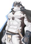  biceps bulge canine horkeukamui male mammal melee_weapon muscular nipples solo sword tokyo_afterschool_summoners weapon wolf 