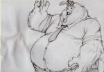 belly big_belly big_chin buck_cluck chicken_little_(2005) clothing hi_res male overweight overweight_male raised_hand tight_clothing