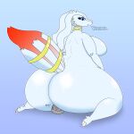 absurd_res anthro anthrofied big_breasts big_butt breasts butt duo english_text eyes_closed facesitting female generation_5_pokemon hi_res huge_butt human legendary_pokemon looking_back male male/female mammal nintendo pokemon pokemon_(species) pokemorph reshiram sitting_on_another t_m_f_w tagme text