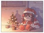  border box character_doll gift gift_bag gift_box indoors mini_christmas_tree narita_brian_(umamusume) no_humans shadow solo still_life stuffed_toy umamusume uruimu window 