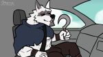 16:9 2023 2d_animation abs animated anthro artist_name barazoku bedroom_eyes big_bulge big_muscles big_pecs biped black_nose black_sclera bottomwear bouncing_bulge bouncing_pecs bulge canid canine canis cape car car_seat cheek_tuft clothed clothing cloud colored death_(puss_in_boots) digital_media_(artwork) dreamworks driving ears_up erect_nipples facial_tuft first_person_view flat_colors frame_by_frame fur genital_outline glistening glistening_body glistening_nipples glistening_pecs grey_body grey_fur hi_res high_framerate huge_pecs humanoid_genitalia inside_car looking_at_viewer loop male mammal manly muscular muscular_anthro muscular_male narrowed_eyes neck_tuft nipples no_sound omyurice pants pecs portrait puss_in_boots_(dreamworks) red_eyes scared seatbelt seductive short_playtime sickle simple_background sitting smile snout solo startled teeth text topwear torn_clothing tuft url vehicle widescreen wolf wristband