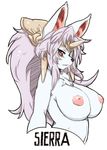  animal_ears bad_id bad_pixiv_id breasts fake_horns furry inverted_nipples kino_ayuri large_breasts legend_of_mana long_hair nipples nude seiken_densetsu sierra simple_background solo upper_body white_background 