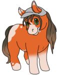 2013 alpha_channel ambiguous_gender bluekyokitty brown_mane brown_tail chibi clothing digital_drawing_(artwork) digital_media_(artwork) equid equine feral flat_colors full-length_portrait fur glistening glistening_eyes green_eyes grey_clothing grey_hat grey_headwear hat headgear headwear horse looking_at_viewer low_res mammal mane markings orange_body orange_fur pony portrait sebdoggo simple_background smile snout solo standing tail transparent_background unguligrade white_markings