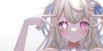  1girl :3 blonde_hair blue_hair blue_nails blush close-up closed_mouth commentary double-parted_bangs double_v english_commentary fuwawa_abyssgard hair_between_eyes haru_hhmn highres hololive hololive_english hoshino_ai&#039;s_pose hoshino_ai_(oshi_no_ko) long_hair looking_at_viewer multicolored_hair nail_polish oshi_no_ko pink_eyes shirt simple_background solo sparkling_eyes streaked_hair two-tone_hair two_side_up upper_body v v-shaped_eyebrows v_over_eye virtual_youtuber white_background white_shirt 
