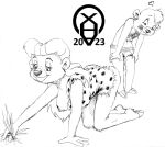 &lt;3 2023 age_difference anthro bear black_and_white bottomwear breasts clothed clothing disney duo erection_under_loincloth female fur genitals hair kit_cloudkicker loincloth male male/female mammal monochrome nipple_slip nipples older_female penis plant rebecca_cunningham talespin tongue tongue_out topless xenahasaclit young younger_male
