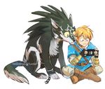  8| :&lt; blonde_hair blue_eyes boots dual_persona handheld_game_console link link_(wolf) nintendo nintendo_switch playing_games pointy_ears reddverse sitting sketch the_legend_of_zelda the_legend_of_zelda:_breath_of_the_wild the_legend_of_zelda:_twilight_princess wolf 
