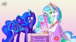 absurd_res box clenched_teeth container cutie_mark duo english_text equid equine female friendship_is_magic glowing hasbro hi_res horn jowybean levitation magic mammal my_little_pony plushie princess_celestia_(mlp) princess_luna_(mlp) sibling_(lore) sister_(lore) sisters_(lore) smile teeth text winged_unicorn wings