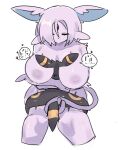 ambiguous_gender anthro areola between_breasts big_breasts black_body black_fur breasts canid canine duo eeveelution espeon female fur generation_2_pokemon generation_6_pokemon hi_res larger_anthro larger_female mammal nintendo nipples nude pink_body pink_fur pokemon pokemon_(species) purple_areola purple_nipples sanchu simple_background size_difference smaller_anthro tail umbreon