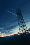  cloud commentary contrail dutch_angle highres landscape no_humans original orval radio_tower scenery sky star_(sky) sunset 