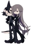  2boys ;) bags_under_eyes black_eyes black_gloves black_hair black_suit cetacean_tail cigarette colored_skin constricted_pupils fins fish_tail funamusea funamusea_(artist) gloves grey_hair gris_(funamusea) heart holding holding_cigarette ice_scream idate_(ice_scream) long_hair looking_at_another multicolored_hair multiple_boys official_art one_eye_closed orca_boy otoko_no_ko pants pixel_art shoes short_hair smile suit tail thought_bubble transparent_background two-tone_hair white_hair white_skin yaoi 