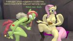 3d_(artwork) anthro areola biped breasts clothing dialogue digital_media_(artwork) duo equid equine eyelashes feathers female fluttershy_(mlp) footwear friendship_is_magic genitals hasbro hi_res mammal my_little_pony nipples papadragon69 pegasus pupils pussy shoes tree_hugger_(mlp) wings