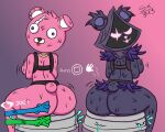 anthro big_butt butt cuddle_team_leader duo epic_games female fortnite raven_team_leader simple_background six343 text