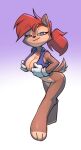 2023 anthro archie_comics bigdad biped bottomless breasts brown_body brown_fur clothed clothing female fur hair looking_at_viewer mammal red_hair rodent sally_acorn sciurid sega simple_background solo sonic_the_hedgehog_(archie) sonic_the_hedgehog_(comics) sonic_the_hedgehog_(series)