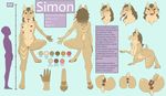  2017 animal_genitalia animal_pussy anthro anus breasts butt canine_pussy cerulean english_text female fur gewitter hair model_sheet multi_breast nipples nude pawpads puffy_anus pussy simon_(mizkana) simple_background smile solo spreading text tongue 