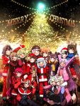  6+girls absurdres alternate_costume animal_ears blonde_hair blue_eyes ceres_fauna christmas_tree ddolbang demon_horns dog_ears dog_girl dog_tail everyone fuwawa_abyssgard gawr_gura hakos_baelz hat highres hololive hololive_english horns irys_(hololive) koseki_bijou merry_christmas mococo_abyssgard mori_calliope multiple_girls nanashi_mumei nerissa_ravencroft ninomae_ina&#039;nis ouro_kronii pink_hair santa_hat shiori_novella siblings tail takanashi_kiara twins virtual_youtuber watson_amelia 