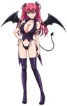  black_footwear black_legwear boots breasts cleavage demon_wings firika_mia_shatana full_body hands_on_hips large_breasts long_hair lowres nukidoki! official_art purple_eyes red_hair solo thigh_boots thighhighs transparent_background wings 