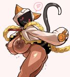 &lt;3 2023 :3 absurd_res animal_humanoid areola big_areola big_breasts blazblue blonde_hair blush braided_hair breasts brown_body brown_skin butt cat_humanoid cat_tail clothing dark_areola dark_body dark_nipples dark_skin dipstick_tail dripping fecharis felid felid_humanoid feline feline_humanoid female glistening glistening_body hair hi_res hood huge_breasts humanoid kagarimachi_ame kaka_(blazblue) leaning leaning_forward long_hair looking_back mammal mammal_humanoid markings pigtails portrait red_eyes side_view smile solo standing tail tail_markings taokaka three-quarter_portrait twin_braids wet
