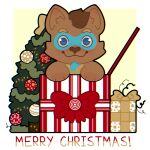 anthro christmas christmas_present christmas_tree fourpaw_s gift hi_res holidays male mammal plant procyonid raccoon solo tree