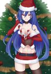  bare_shoulders belt black_legwear black_panties bodice breasts candy candy_cane christmas christmas_tree cleavage collar collarbone deep_skin earrings elbow_gloves fingerless_gloves food gloves hat highleg highleg_panties highres iris_heart jewelry jiffic long_hair medium_breasts microskirt naughty_face navel neptune_(series) no_bra panties phallic_symbol pink_eyes pinky_out red_eyes santa_hat skirt solo standing stomach symbol-shaped_pupils thighhighs underwear 