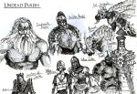  2boys armor balder_knight beard boar dark_souls_(series) dark_souls_i extra_eyes facial_hair full_armor full_beard gargoyle greyscale helmet highres knight knight_lautrec_of_carim medium_hair menaslg monochrome multiple_boys multiple_others sketch 