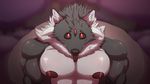  16:9 2017 barazoku blur canine demon fur hi_res huge_muscles impaledwolf mammal mane muscular nipples pecs puppy_eyes red_eyes solo third_eye tongue tongue_out wolf 
