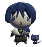  1boy 3d blue_hair cat chibi genshin_impact highres ike_0910 japanese_clothes male_focus open_mouth scaramouche_(cat)_(genshin_impact) scaramouche_(genshin_impact) short_hair simple_background solo vision_(genshin_impact) wanderer_(genshin_impact) white_background 