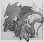 5-d alien anthro biped city claws digital_media_(artwork) dragon extreme_size_difference feet female foot_fetish foot_focus graphite_(artwork) greyscale group hi_res looking_back macro male metroid micro monochrome nintendo pencil_(artwork) rear_view reptile ridley scalie size_difference solo space_dragon_(metroid) tail toe_claws toes traditional_media_(artwork) wings