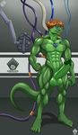  2017 abs android anthro balls beard biceps big_balls big_muscles big_penis blue_eyes brown_hair facial_hair green_balls green_penis green_scales hair invalid_tag libra-11 lizard machine male muscular muscular_male navel nude pecs penis reptile robot robotic_reveal scales scalie smile wires 
