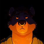  animated austin_(night_physics) bear bust_(disambiguation) clothed clothing ear_piercing facial_piercing firelight jefflaclede male mammal nose_piercing piercing solo 