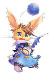 2007 5_fingers anthro blue_clothing blue_eyes brown_hair clothing final_fantasy_tactics_advance_2 fingers fist footwear hair happy hurdy ivalician_moogle male open_hand open_mouth saisen simple_background solo white_background