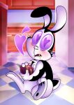 &lt;3 &lt;3_eyes 2017 8-bit-britt anthro appliance black_body black_ears black_fur black_tail blush bunnicula bunnicula_(series) checkered_floor chest_tuft digital_media_(artwork) fangs food fridge fur hi_res holding_food holding_object inside kitchen kitchen_appliance lagomorph leporid long_ears love male mammal multicolored_body multicolored_fur passion_fruit purple_eyes purple_sclera rabbit scut_tail sharp_teeth short_tail sitting sitting_on_ground solo tail teeth tuft two_tone_body two_tone_fur two_tone_tail vampire white_body white_chest_tuft white_fur white_nose white_tail white_tuft