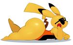  big_booty_pikachu big_butt butt eyewear lying male nintendo pikachu pok&eacute;mon sssonic2 sunglasses video_games wide_hips 