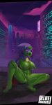 absurd_res anthro big_breasts bluebarrel breasts cloak clothed clothing electronic_arts female genitals green_body green_nipples green_shadow green_skin hi_res hood_only looking_at_viewer muscular nipples outside partially_clothed plant plants_vs._zombies plants_vs._zombies_heroes popcap_games pussy solo steam tail tail_genitals unusual_anatomy unusual_tail