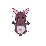 &lt;3 &lt;3_eyes 2_horns alternate_species ambiguous_gender bangs blush blush_lines brown_body brown_fur brown_hair countershade_fur countershade_torso countershading demon feral feralized fur furrification hair heart_(marking) hi_res horn lagomorph leporid mammal membrane_(anatomy) membranous_wings morvay_(nu:_carnival) nu:_carnival paws rabbit scut_tail short_tail simple_background solo tail tokiwairo_0412 white_background white_body white_countershading wings