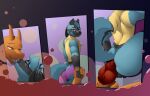 anal anal_penetration anthro balls big_butt big_penis butt charizard clothing duo ear_tag generation_1_pokemon generation_4_pokemon genitals hand_holding hi_res kaspersa kissing large_penetration looking_at_viewer looking_back looking_back_at_viewer lucario male male/male nintendo penetration penis pokemon pokemon_(species) rear_view translucent translucent_clothing