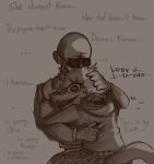 2024 anthro bald baryonyx cavemanon_studios clothing dialogue dinosaur duo ellipsis english_text eyewear female freckles hoodie hug human i_wani_hug_that_gator inco_(iwhtg) jacket long_tail male male/female mammal monochrome olivia_halford open_mouth open_smile reptile scalie sketch smile spinosaurid sunglasses tail text theropod topwear unknown_artist