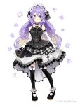  black_footwear black_skirt full_body gradient_hair hololive moona_hoshinova multicolored_hair purple_eyes purple_hair sakura_oriko simple_background skirt standing white_background 