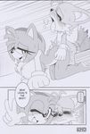  absurd_res all_fours amy_rose anthro big_breasts breasts canine comic doggystyle english_text erect_nipples female fox from_behind_position greyscale hedgehog hi_res male male/female mammal michiyoshi miles_prower monochrome nipples penetration sex sonic_(series) text uncensored 
