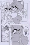  absurd_res amy_rose anthro anus armpits balls big_breasts breastfeeding breasts butt canine comic condom english_text erect_nipples erection female filled_condom fox greyscale hedgehog hi_res male mammal michiyoshi miles_prower monochrome nipples penis presenting presenting_hindquarters pussy sonic_(series) text uncensored 