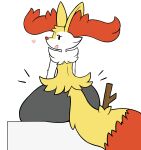  absurd_res anthro big_butt braixen butt chabooey female fur generation_6_pokemon hi_res looking_at_viewer looking_back nintendo pokemon pokemon_(species) red_body red_fur simple_background sitting smile solo stick thick_thighs white_background white_body white_fur yellow_body yellow_fur 