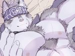  anthro armpit_hair armpits canine horkeukamui male mammal muscular muscular_male nipples solo tokyo_afterschool_summoners wolf 