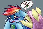  blue_eyes duo equine female feral fluttershy_(mlp) friendship_is_magic grey_background hair hooves mammal multicolored_hair my_little_pony pink_hair rainbow_dash_(mlp) rainbow_hair simple_background smile tears underpable 