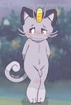  alolan_meowth barefoot cub cute_fangs embarrassed feline flaccid hands_behind_back knock-kneed lambent looking_away mammal navel nude penis signature smile solo standing uncut whiskers young 