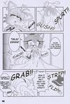  &lt;3 absurd_res amy_rose anthro bulge canine comic english_text erection female fox greyscale hedgehog hi_res male mammal michiyoshi miles_prower monochrome penis precum sonic_(series) text wet_dream 