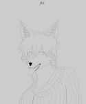 alenev arctic_fox canid canine clothing digital_media_(artwork) fox hi_res looking_away male mammal shirt_collar signature sketch solo solo_focus sweater tongue tongue_out topwear true_fox