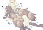 1boy 1girl ahoge bare_shoulders blonde_hair blue_bow blush bob_cut boots bow breasts brown_hair brown_wings cape cleavage clenched_teeth closed_eyes commentary_request detached_sleeves djeeta_(granblue_fantasy) dress elysian_(granblue_fantasy) faceless faceless_female feathered_wings full_body furrowed_brow grabbing_another&#039;s_wing granblue_fantasy hair_between_eyes hetero high_heel_boots high_heels hood hood_down light_smile long_sleeves lying lying_on_lap makita_(homosapiensu) male_focus medium_breasts messy_hair on_stomach sandalphon_(granblue_fantasy) scratching_chin short_hair sketch speech_bubble strap teeth translation_request white_background white_cape white_dress wings 