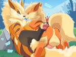2024 absurd_res alpha_(mating_season) anal anal_penetration anthro anus arcanine backsack balls big_balls blonde_hair blue_eyes butt canid canine delta_(mating_season) duo erection eye_contact fluffy fluffy_tail fur generation_1_pokemon genitals hair hi_res larger_penetrated leaning leaning_backward looking_at_another male male/male male_penetrated mammal nikkibunn nintendo orange_body orange_fur penetration penile penile_penetration penis_in_ass pokemon pokemon_(species) sex size_difference small_dom_big_sub smile tail tongue tongue_out