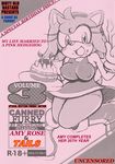  amy_rose anthro big_breasts breasts clothed clothing comic english_text female fully_clothed hedgehog hi_res mammal michiyoshi monochrome nipple_bulge smile solo sonic_(series) text 