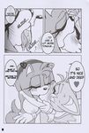  &lt;3 absurd_res amy_rose anthro anthro_on_anthro armpits big_breasts breasts canine comic english_text erect_nipples female fox hedgehog hi_res kissing male mammal michiyoshi miles_prower monochrome nipples sonic_(series) text 
